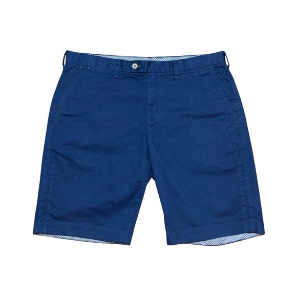 Ted Baker Shorts Men's Size 34 Navy Blue Herbosh Stretch Cotton Mid-Rise Chino - Picture 1 of 9